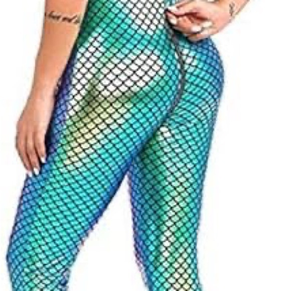 Mermaid Cosplay Costume Colorful Sleeveless Jumpsuit Fish Scale Print Nightclub - Picture 13 of 14